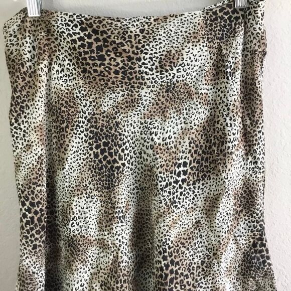 Vintage Y2K Cheetah Print McBling 2000s Silk Romantic Asymmetrical Skirt Size 12 - Picture 5 of 7
